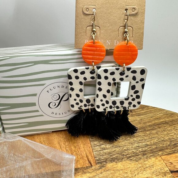 Plunder Design Polka Dot & Tassel Earrings - Bold & Fun Statement Piece - Picture 1 of 4